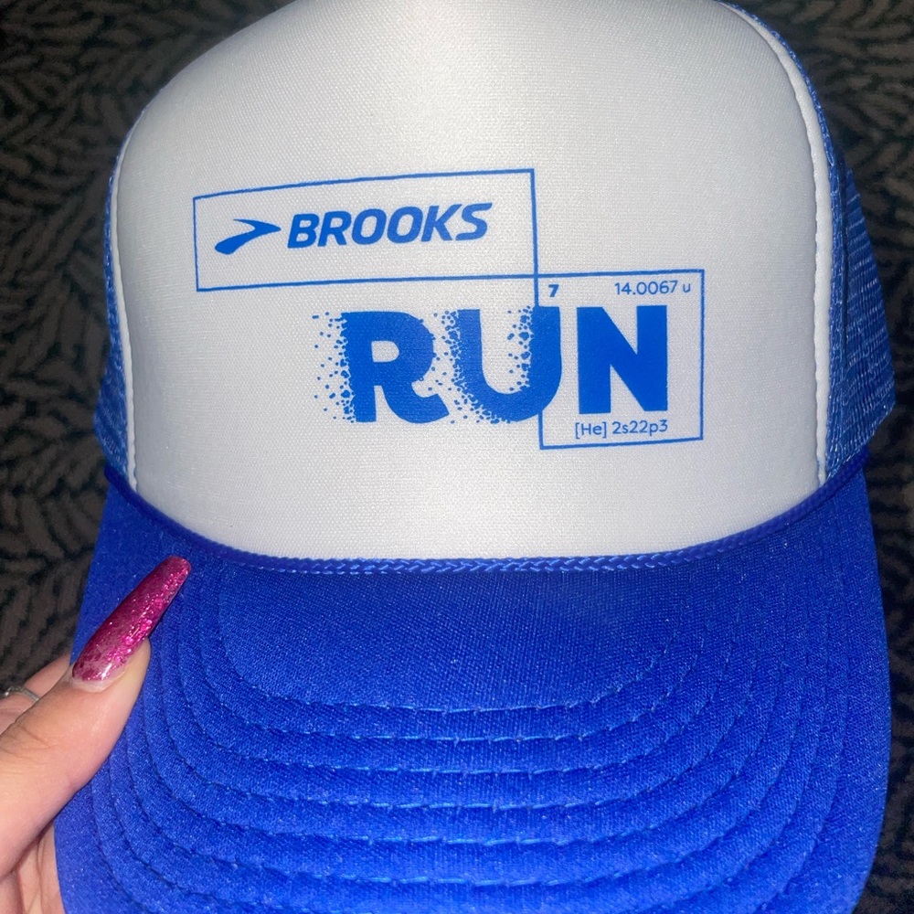 (2 for $35 deal) Brooks white & blue hat (unisex)